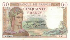 [#632703] France, 50 Francs, Cérès, 1937, 1937-02-11, UNC, Fayette:17.34, KM:81
