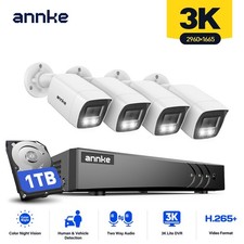 ANNKE 8CH DVR 5MP Two Way Audio Security Camera System AI Color Night Vision 1TB