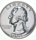 1962 PROOF Washington Quarter 90% Silver (ONE COIN FROM ROLL) BU GEM