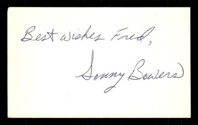 3x5 Index Card minor leaguer  Sonny Bowers signed autograph Washington SDF BXCP6