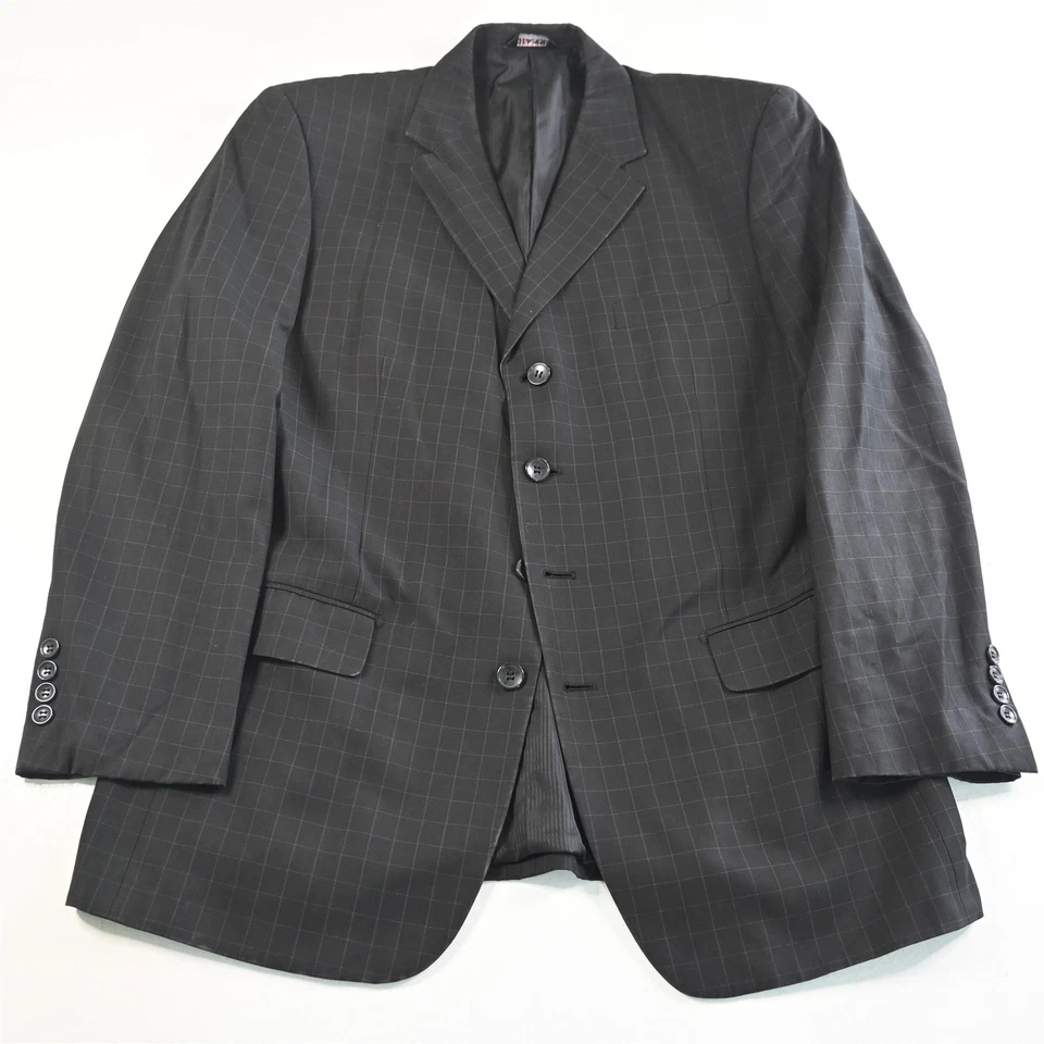 Chaqueta Pantalones Traje Cianni 42R 34x30 Negro Cuadros Ventana Hombre Foto 2 de 4