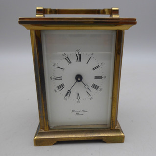 C Antique Bornand Freres Brass Mechanical Carriage Clock & Key