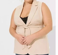 Studio By Torrid 4 Crepe Longline Blazer Vest Lined No Belt Professional Plus