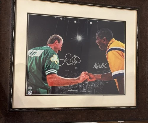 Larry Bird Magic Johnson Dual Signed Autograph Boston Celtics Lakers Photo