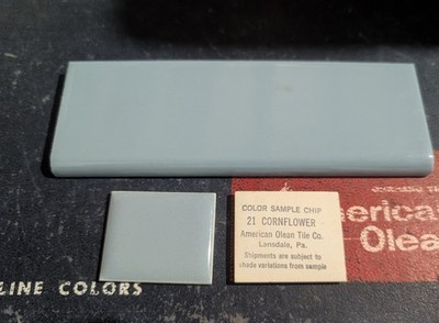 2 pcs American Olean Ceramic Wall Tile 2x6'' Bullnose Cornflower Bue NEW Color 21