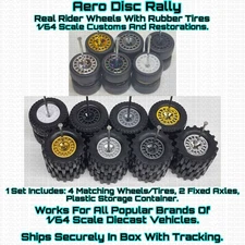 Aero Disc Rally Real Rider Wheels Rubber Tire For 1/64 Scale Hot Wheel & Other