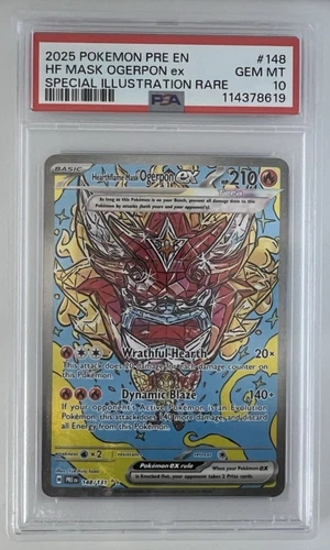 2025 POKEMON PRE EN-PRISMATIC EVOLUTIONS #148/131 HF MASK OGERPON ex SIR PSA 10