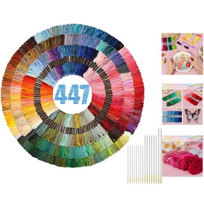 Complete 447 Colors Embroidery Floss Set with Needles for Creative Crafters