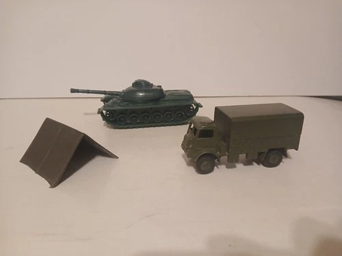 Vintage Dinky Toys 623 Army Truck Wagon Military Vehicle Lot Army Tank Tent