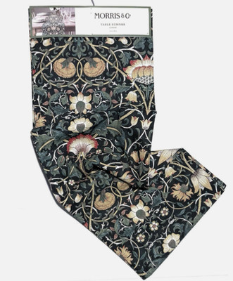 Morris & Co~Lodden~dk green~Table Runner~Floral/Garden~16 x 90 in~Reversible~NWT