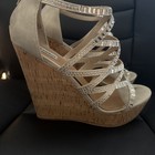 Not Rated "Bering Strait" RHINESTONE Wedge PLATFORM Cream Sandals Sparkle SZ 9.5 — photo 2