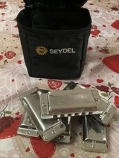 SEYDEL BIG SIX HARMONICAS IN A, B FLAT, C, D, F, G, AND ORIGINAL ZIPPERED CASE