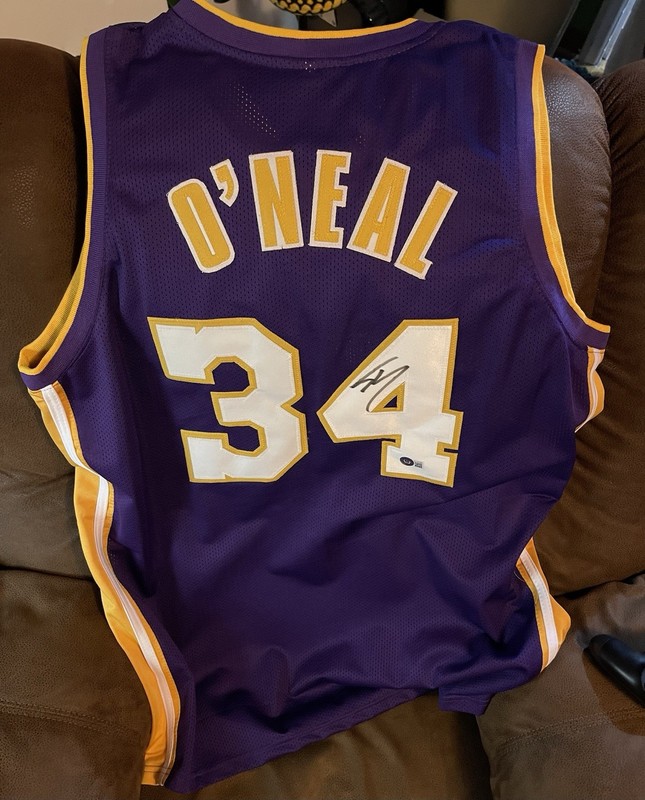 Shaquille O'Neal Signed Lakers #34 Purple Basketball Jersey XL BAS Authentic