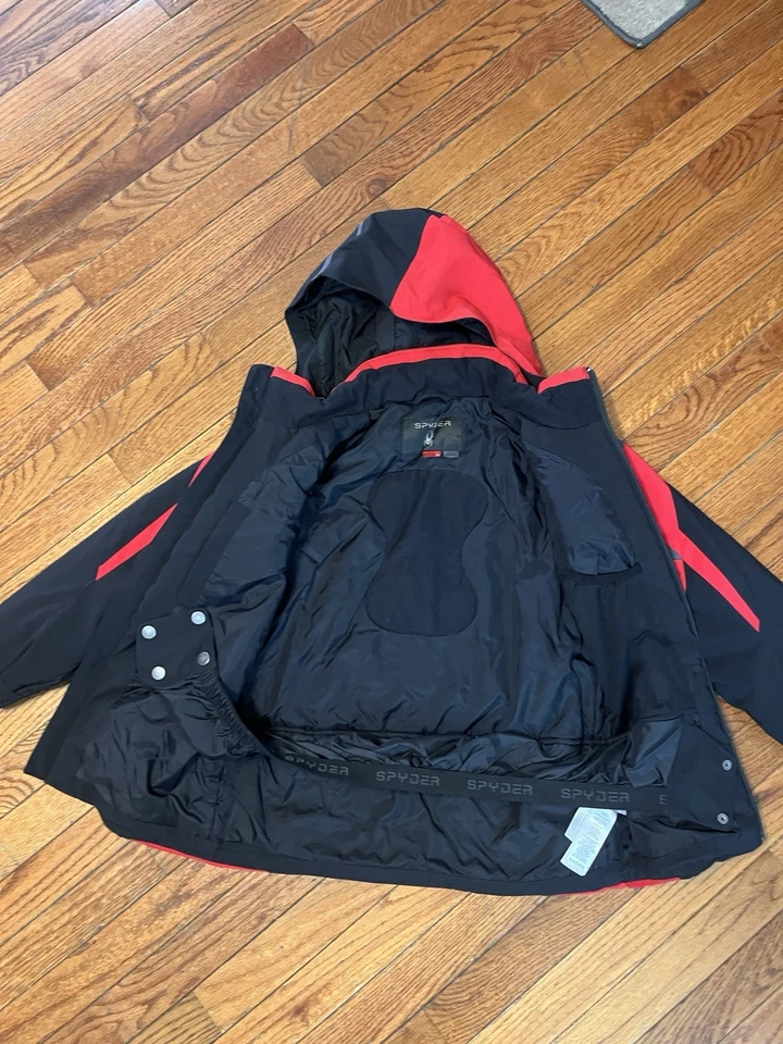 Boys 10 Red Black Insulated Spyder Winter Ski Jacket - Image 4 of 4