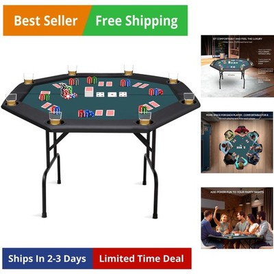 Foldable Texas Holdem Portable with Folding Legs for Card Game and Casino Gam...