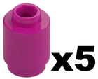 Lego 5 New Magenta Round Brick 1 x 1 Open Stud Piece Pink Part 3062 PK03