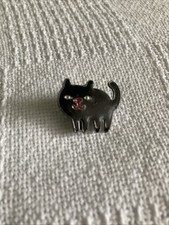 Cute Mischievous Round Cartoon Black Kitty Cat Enamel Hat Bag Lapel Pin