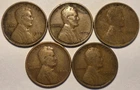 Circulated lot of (5) nicer low mintage 1909 P VDB Lincoln Wheat Cents