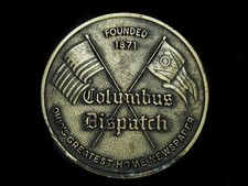 UA01154 VINTAGE 1970s COLUMBUS DISPATCH NEWSPAPER ADVERTISEMENT BELT BUCKLE