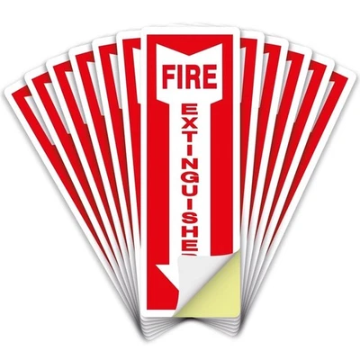 ✅🔥🧯12-PACK 4"X12" FIRE EXTINGUISHER ARROW SIGNS (VINYL ADHESIVE)