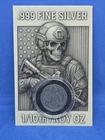 1/10th Oz .999 Fine Silver Round, TACTICAL SKELETON Antique Finish