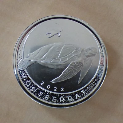 Eastern Caribbean 2$ 2022 Montserrat Turtle silver 99.9% 1 oz, in a zip (argent) - Photo 1/4
