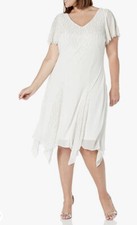 J Kara Women's Short Beaded Dress, Ivory/Multi. Size 16P
