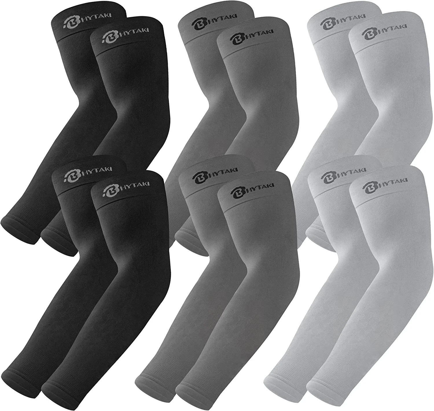 6 Pairs UV Sun Protection Arm Sleeves, UPF 50 Sports Cooling Arm Compression Sle