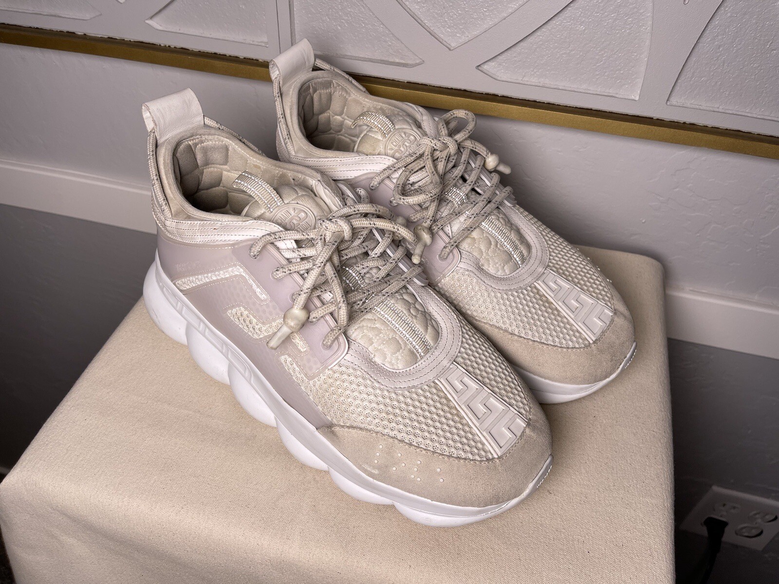 Men’s VERSACE Chain Reaction Greek Key Sneakers Shoes White Size EUR 46 US 13 eBay