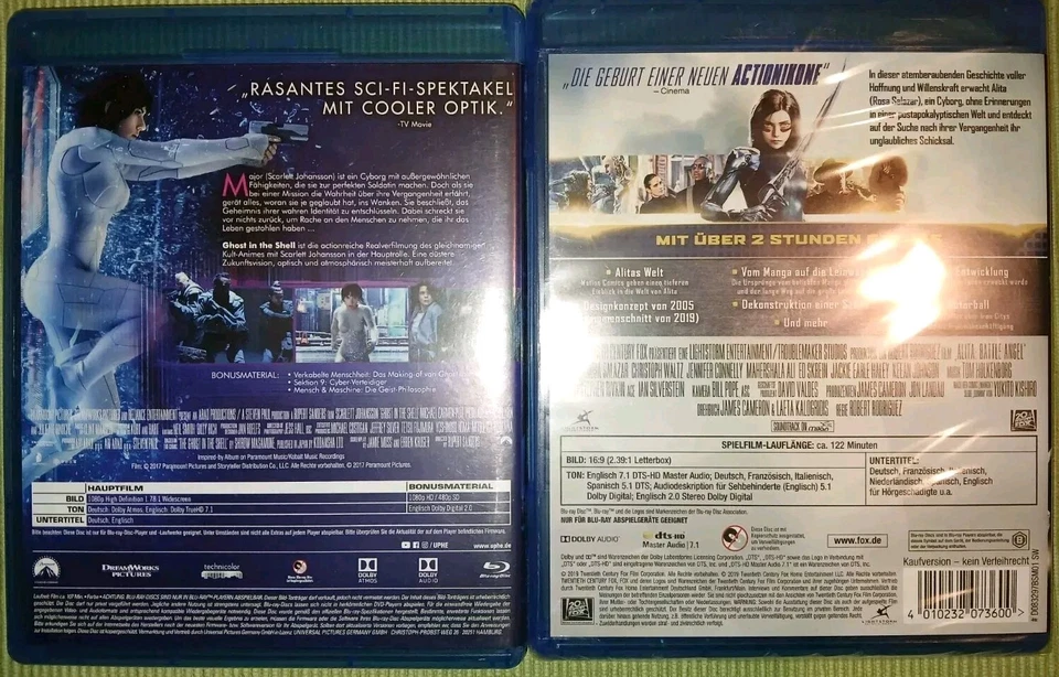 Alita - Battle Angel & Ghost In The Shell | 2 Blu-Ray | Scarlett Johansson  - Bild 2 von 2