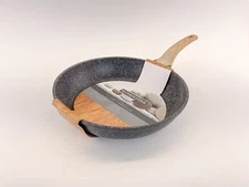 Natural Elements Woodstone Skillet Frying Pan Nonstick Heavy Duty 12" Black New