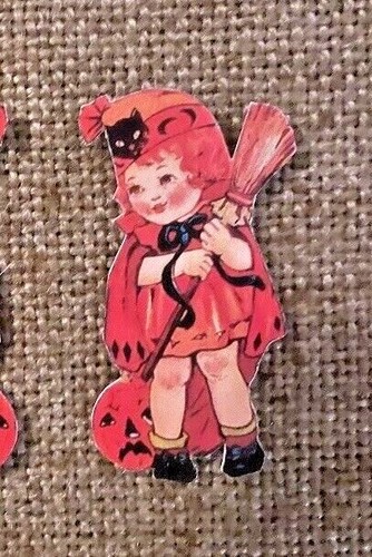 U Choose Vintage Inspired Girl Witch Holds Broom Halloween Cardstock Decoration - Picture 17 of 17
