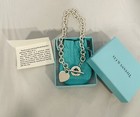 Authentic Tiffany & Co Sterling Silver Blank Heart Tag Toggle Necklace 16”