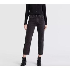 LEVIS Wedgie Straight Cropped Denim Jean Faded Black Sz 27