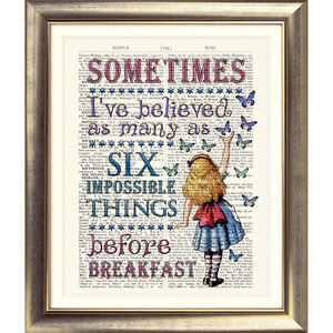 Art Print Dictionary Book Page Alice In Wonderland Vintage Tea Party Quote Old Ebay