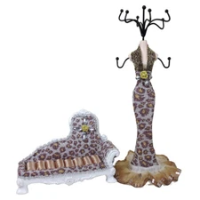 2pc Display Holder Mannequin Elegant Dress Jewelry and Sofa for Rings with Leopa