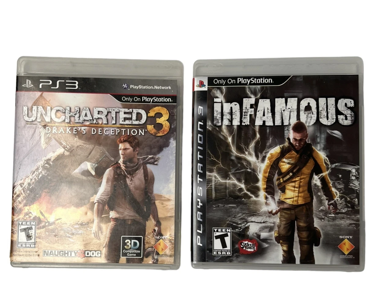 PS3 Lot of 3 Games Uncharted Uncharted 2 & Infamous Playstation 3