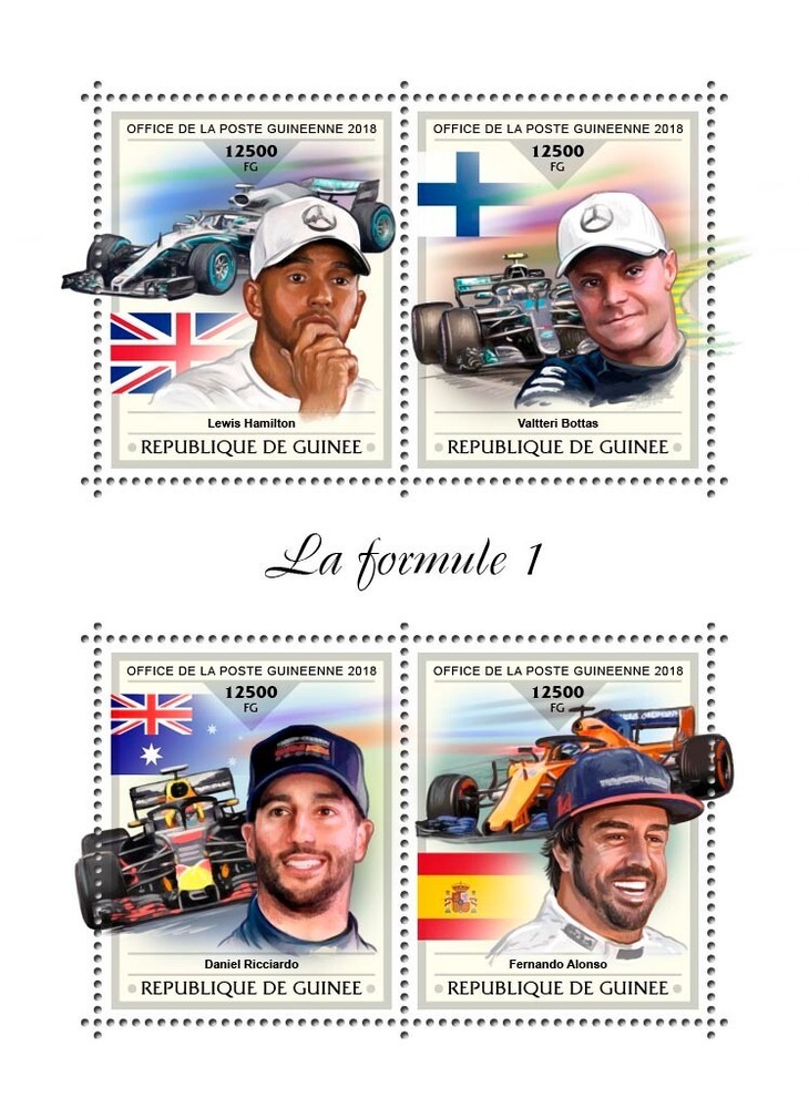 Formula 1 Race MNH Stamps 2018 Guinea M/S
