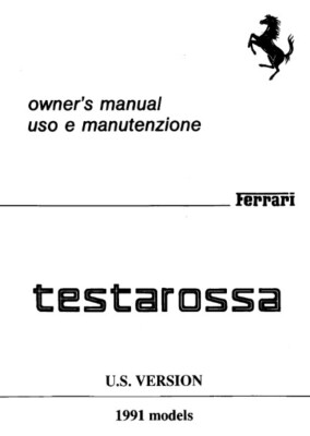 Ferrari Tesstarossa 1991 US Version Bedienungsanleitung