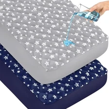 Waterproof Crib Mattress Protector Quilted Toddler Bed Pad Cover 2 Pack 52''x28'