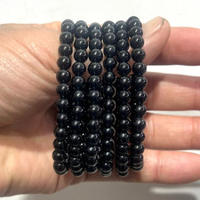 Wholesale lots 6pcs Natural Obsidian 6mm 7.5" Crystal Stretch BraceletJewel Gift
