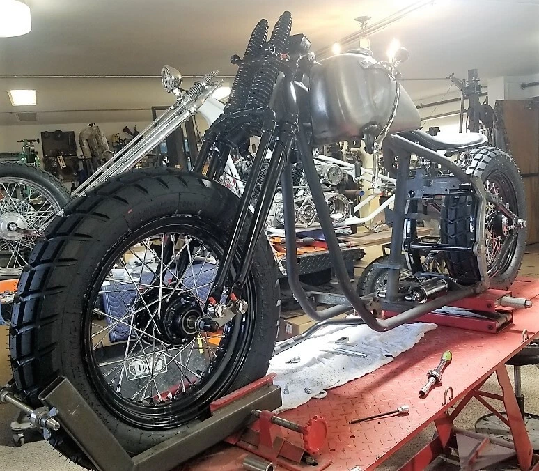 Black Adventure Bobber ST Frame Antique Springer Rolling Chassis,Shift Tank,Solo - Image 4 of 4