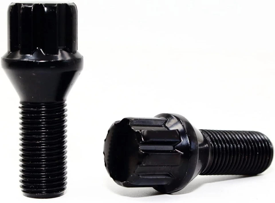 4 14x1.5 28mm Black Wheel Locks 2 Keys for Volkswagen Aftermarket Custom Wheels - Image 2 of 4