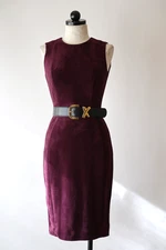 Calvin Klein Plum Purple Faux Suede Sleeveless Zip Sheath Pencil Dress Women 2