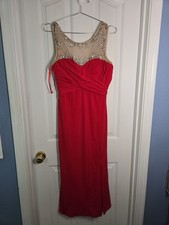 Jodi Kristopher Size 11  Red Prom/formal Dress Sheer Top With Sweetheart...