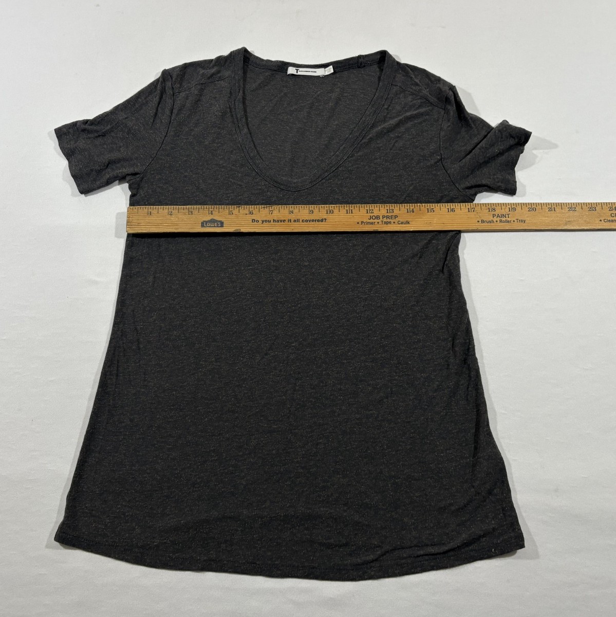 T Alexander Wang Gray T-Shirt Tee V Neck Silk Rayon Casual Grunge Top Womens XS View 4