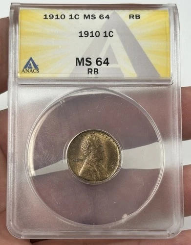 1910-P lincoln wheat cent NGC MS64 RB #2216