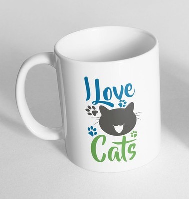 Ich liebe Katzen bedruckte Tasse lustig Keramik Kaffeetasse, Teetasse Neuheit Geschenk 103