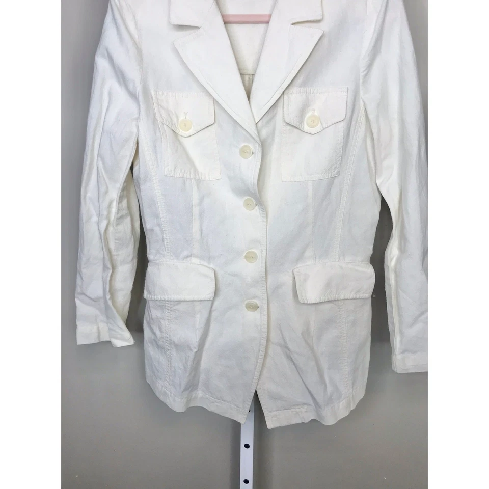 Blazer Ivan Grundahl Copenhagen blanco roto mezcla de lino abotonado Foto 3 de 4