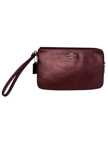 BRACCIALE COACH ZIP IN PELLE METALLIZZATA BORDEAUX CROSSGRAIN DUE CERNIERE